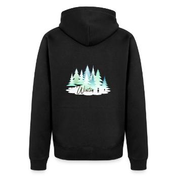 Winter Winterlandschaft Schnee Tannen - Unisex Premium Bio Zip Hoodie - Schwarz - Hinten - Nico (187cm)