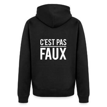 C'est pas faux expression humour - Veste à capuche bio Premium Unisexe - noir - Dos - Nico (187cm)