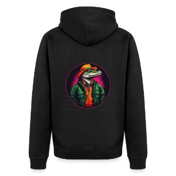 Colorful alligator crocodile with sunglasses and hat - Unisex Premium Organic Zip Hoodie - black - Back - Nico (187cm)