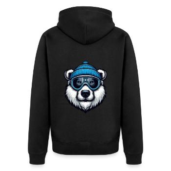 Ski Bear Polar Bear Ski Goggles Ski Holiday Winter Funny - Unisex Premium Organic Zip Hoodie - black - Back - Nico (187cm)