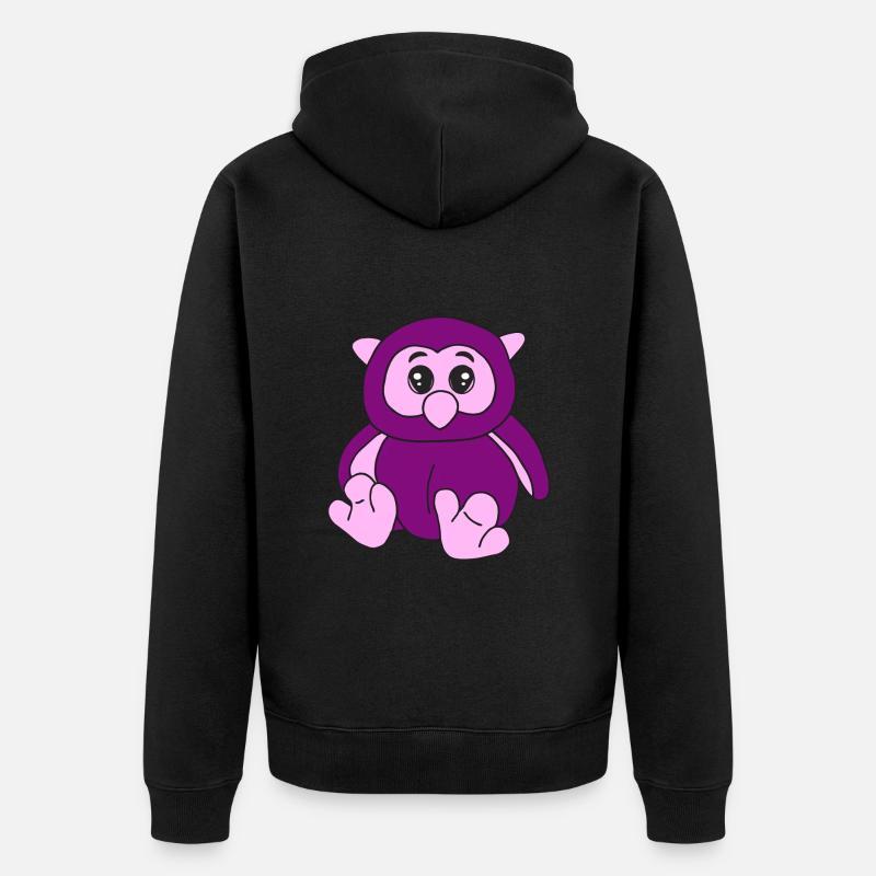 Süße lila Eule - Unisex Premium Bio Zip Hoodie - Schwarz