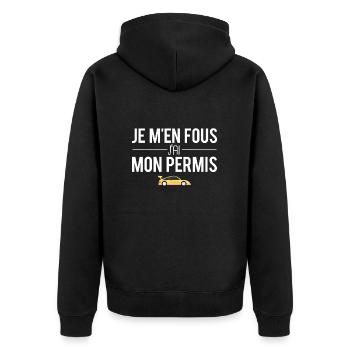 Je m'en fous j'ai mon permis jeune conducteur - Veste à capuche bio Premium Unisexe - noir - Dos - Nico (187cm)