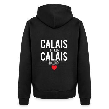 Calais un jour calais toujours calaisien humour - Veste à capuche bio Premium Unisexe - noir - Dos - Nico (187cm)