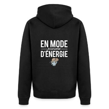 En mode économie d'énergie paresseux flemmard - Veste à capuche bio Premium Unisexe - noir - Dos - Nico (187cm)