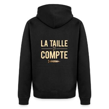 La taille ça compte blague pêche pêcheur humour - Veste à capuche bio Premium Unisexe - noir - Dos - Nico (187cm)