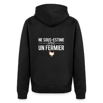 Ne sous estime jamais un fermier poules humour - Veste à capuche bio Premium Unisexe - noir - Dos - Nico (187cm)