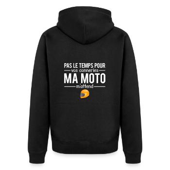 Pas le temps ma moto m'attend blague motard humour - Veste à capuche bio Premium Unisexe - noir - Dos - Nico (187cm)