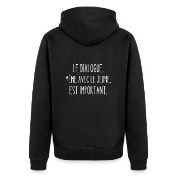 le dialogue même avec le jeune est important - Veste à capuche bio Premium Unisexe - noir - Dos - Nico (187cm)