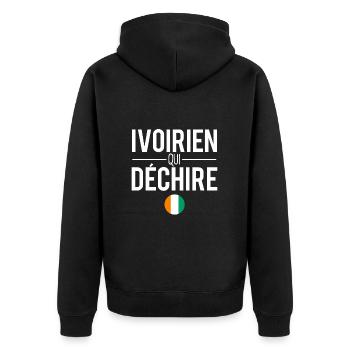 Ivoirien qui déchire drapeau côte d'ivoire humour - Veste à capuche bio Premium Unisexe - noir - Dos - Nico (187cm)