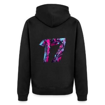 NR. 17 NUMMER 17 COOL 17. GEBURTSTAG - Unisex Premium Bio Zip Hoodie - Schwarz - Hinten - Nico (187cm)