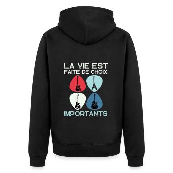 Guitariste humour guitare cadeau homme femme - Veste à capuche bio Premium Unisexe - noir - Dos - Nico (187cm)
