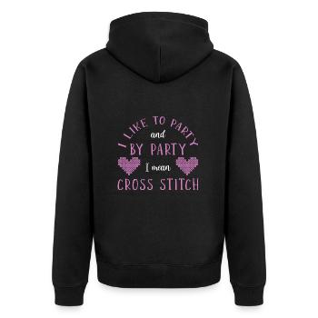 Cross Stitch Cross Stitch Embroidery - Unisex Premium Organic Zip Hoodie - black - Back - Nico (187cm)