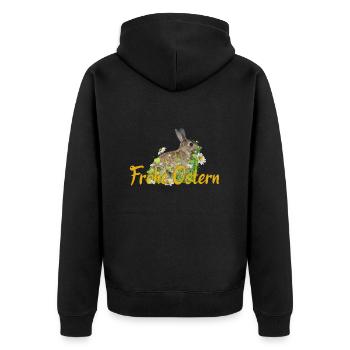 Frohe Ostern Osterhase - Unisex Premium Bio Zip Hoodie - Schwarz - Hinten - Nico (187cm)