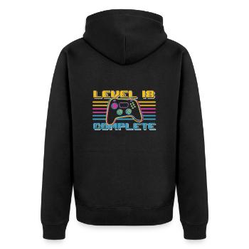18 Geburtstag Level 18 Complete 18 Jahre Gamer - Unisex Premium Bio Zip Hoodie - Schwarz - Hinten - Nico (187cm)
