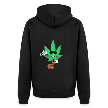 Der Bloom - Weed Cannabis Stoned Hanf Marihuana - Unisex Premium Bio Zip Hoodie - Schwarz - Hinten - Nico (187cm)