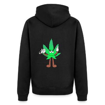 Der Bloom - Weed Cannabis Stoned Hanf Marihuana - Unisex Premium Bio Zip Hoodie - Schwarz - Hinten - Nico (187cm)