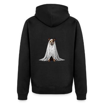 scary dog ghost - Unisex Premium Organic Zip Hoodie - black - Back - Nico (187cm)