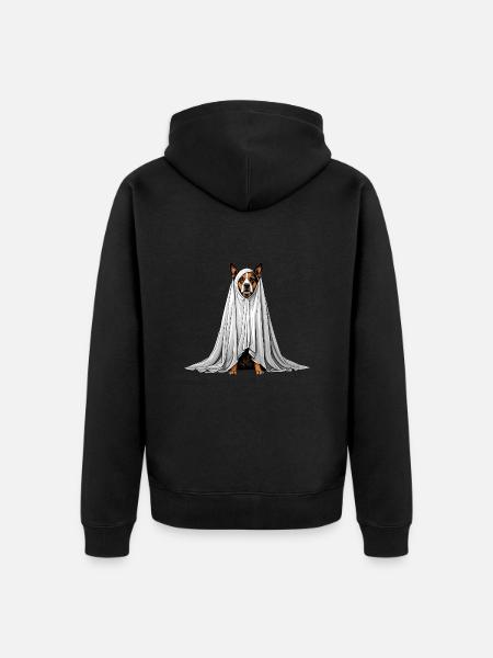 scary dog ghost - Unisex Premium Organic Zip Hoodie - black