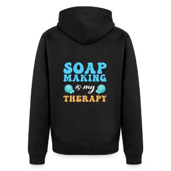 Seife Herstellen Handgemachte Seife - Unisex Premium Bio Zip Hoodie - Schwarz - Hinten - Nico (187cm)
