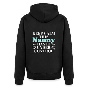 Nanny Babysitterin Tagesmutter - Unisex Premium Bio Zip Hoodie - Schwarz - Hinten - Nico (187cm)