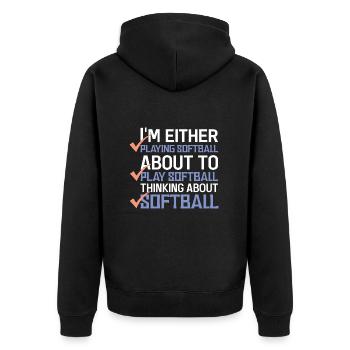 Softball - Unisex Premium Organic Zip Hoodie - black - Back - Nico (187cm)