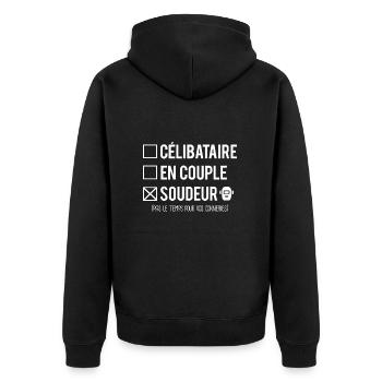 Célibataire En Couple Soudeur Soudure Humour - Veste à capuche bio Premium Unisexe - noir - Dos - Nico (187cm)