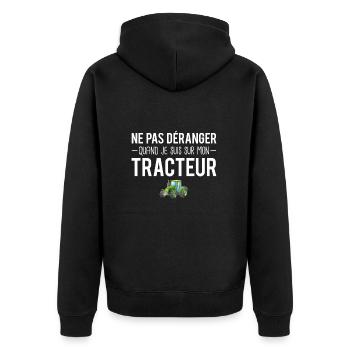 Ne pas déranger quand je suis sur mon tracteur - Veste à capuche bio Premium Unisexe - noir - Dos - Nico (187cm)