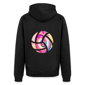 Volleyball Bunt - Unisex Premium Bio Zip Hoodie - Schwarz - Hinten - Nico (187cm)