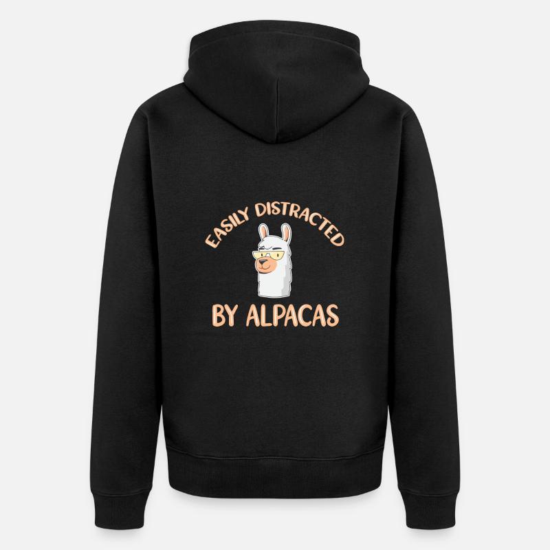 Distracted by alpacas Alpaca - Unisex Premium Organic Zip Hoodie - black