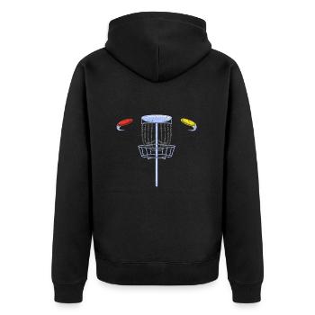 Disc Golf Frisbee - Unisex Premium Organic Zip Hoodie - black - Back - Nico (187cm)