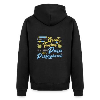 Paraprofessional - Unisex Premium Organic Zip Hoodie - black - Back - Nico (187cm)