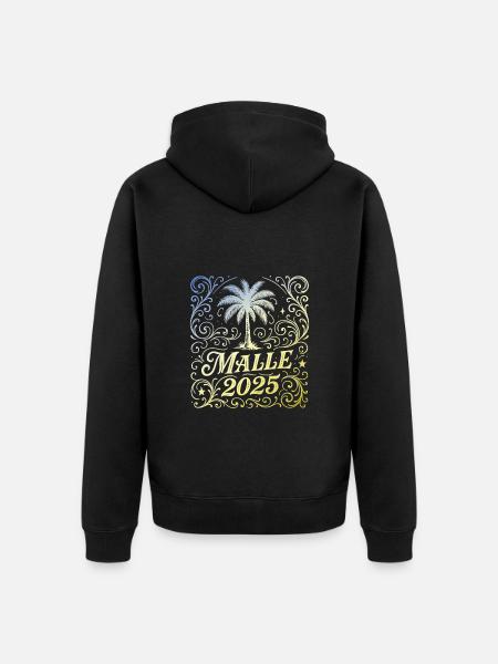 Malle 2025 Palm Tree Multicoloured - Unisex Premium Organic Zip Hoodie - black