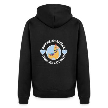 Kauf Mir Ein Alpaka Lustiges Alpaka - Unisex Premium Bio Zip Hoodie - Schwarz - Hinten - Nico (187cm)