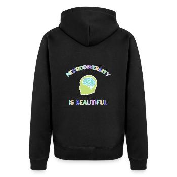 Neurodiversität Autimsus ADHD Legasthenie - Unisex Premium Bio Zip Hoodie - Schwarz - Hinten - Nico (187cm)