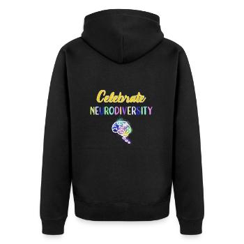 Neurodiversität Autimsus ADHD Legasthenie - Unisex Premium Bio Zip Hoodie - Schwarz - Hinten - Nico (187cm)