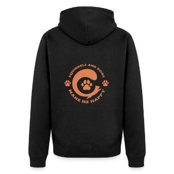 Eichhörnchen - Unisex Premium Bio Zip Hoodie - Schwarz - Hinten - Nico (187cm)
