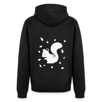 Eichhörnchen - Streifenhörnchen - Waldtier - Natur - Unisex Premium Bio Zip Hoodie - Schwarz - Hinten - Nico (187cm)