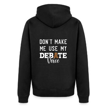 Debattieren Debatte Argumentieren - Unisex Premium Bio Zip Hoodie - Schwarz - Hinten - Nico (187cm)