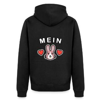 Mein Hase rosa mit Herzen ❤️🐰❤️ - Unisex Premium Bio Zip Hoodie - Schwarz - Hinten - Nico (187cm)