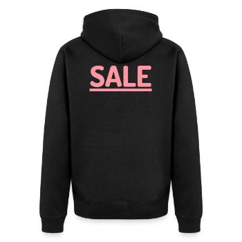 sale, verkauf, shopping, rabatt, reduziert, job - Unisex Premium Bio Zip Hoodie - Schwarz - Hinten - Nico (187cm)