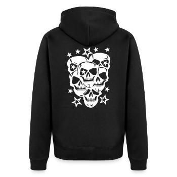 Totenköpfe, Sterne, Skull - Unisex Premium Bio Zip Hoodie - Schwarz - Hinten - Nico (187cm)