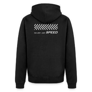 Traktor No Limit just Speed Traktorrennen Rasenmäh - Unisex Premium Bio Zip Hoodie - Schwarz - Hinten - Nico (187cm)