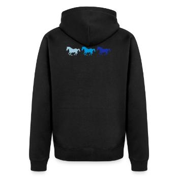 Trois chevaux au galop - Veste à capuche bio Premium Unisexe - noir - Dos - Nico (187cm)