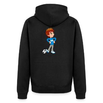 Boy Joueur de football - Veste à capuche bio Premium Unisexe - noir - Dos - Nico (187cm)