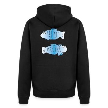 Fische | Fisch | Sternzeichen | Angeln | Angler - Unisex Premium Bio Zip Hoodie - Schwarz - Hinten - Nico (187cm)