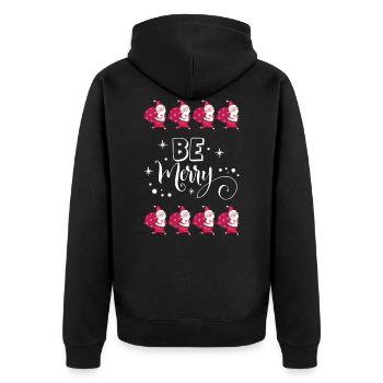 Pull moche cadeau de Noël Be Merry Santa - Veste à capuche bio Premium Unisexe - noir - Dos - Nico (187cm)