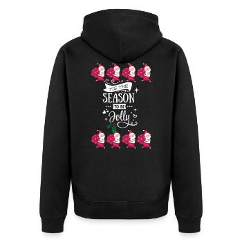 Pull moche cadeau de Noël saison jolly - Veste à capuche bio Premium Unisexe - noir - Dos - Nico (187cm)