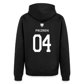 Albanische T-Shirt Priren 04 Adler albania eagle - Unisex Premium Bio Zip Hoodie - Schwarz - Hinten - Nico (187cm)