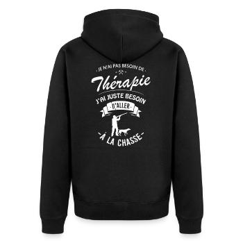 T-shirt Chasseur Thérapie - Aller à la Chasse - Veste à capuche bio Premium Unisexe - noir - Dos - Nico (187cm)