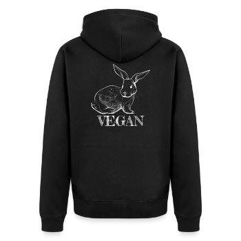 Cool Bunny Vegan Gifts for vegans Vegan Rabbit - Unisex Premium Organic Zip Hoodie - black - Back - Nico (187cm)